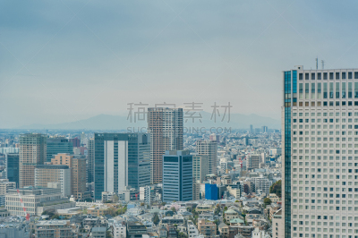 从上面看过去,都市风景,日本,东京,航拍视角,技术,现代,富士山,户外,建筑