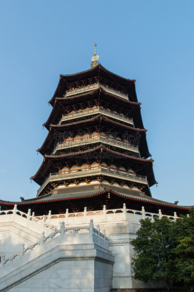 雷峰宝塔,垂直画幅,水,枝繁叶茂,山,无人,当地著名景点,东亚,户外,湖
