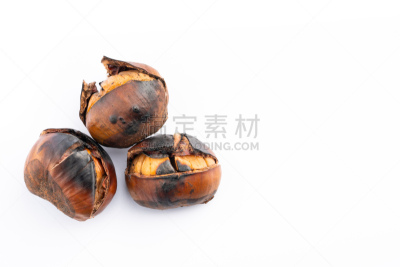 炒栗子,传统,清新,自然界的状态,背景分离,烤的,食品,成分,坚果,堆