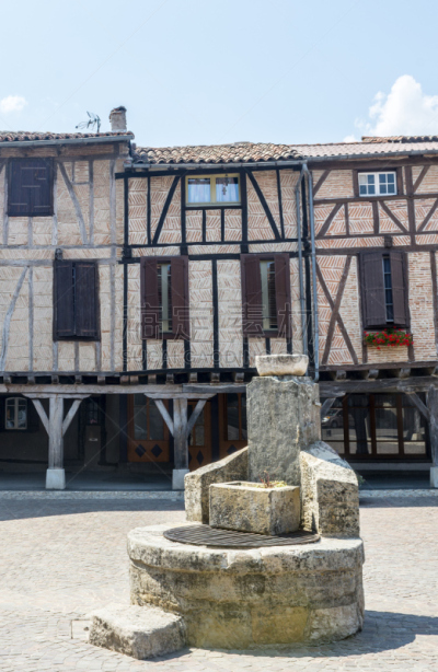 古老的,toulouse lautrec,法国,乡村,比利牛斯山地区,垂直画幅,外立面,无人,喷泉,户外