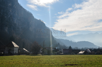 冬天,法国,南,飒佛旅馆,居住区,水,天空,水平画幅,高视角,云