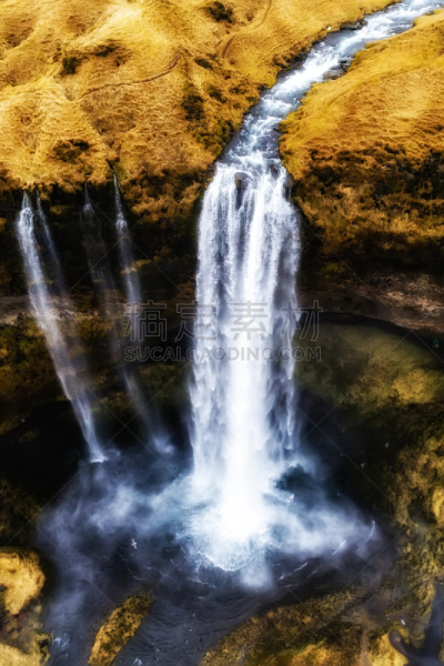 瀑布,航拍视角,塞里雅兰瀑布,seljalandsfoss waterfall,华盛顿州,视角,飘然,浪漫,环境,自然神力