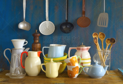 烹调用具,滤器,餐具,水平画幅,无人,古老的,玻璃,家庭生活,组物体,锅