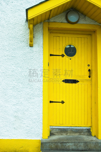 黄色,门,庆维拉,垂直画幅,白灰泥,门口,建筑物门,彩色图片,爱尔兰共和国,无人