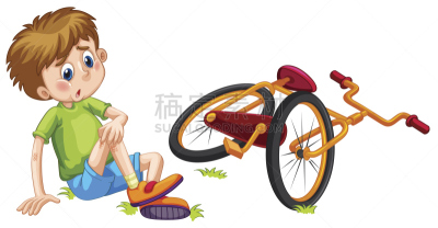 男孩,自行车,不幸,身体受伤,一个物体,图像,小的,计算机制图,儿童,矢量