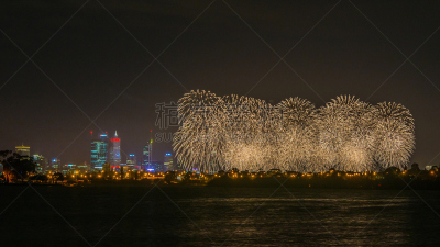珀斯,放焰火,华盛顿州,西澳大利亚,水平画幅,夜晚,australia day,户外,城市,天鹅河