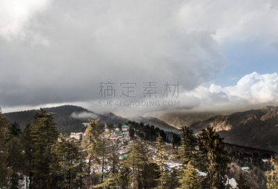 西姆拉,印度,山,山谷,乡村,在之间,自然,城镇,印度次大陆,风景