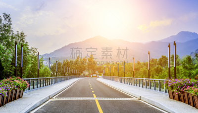城市天际线,路,林荫路,人行横道,空中走廊,横越,道路危险标志,交通箭头标志,立交桥,斑马