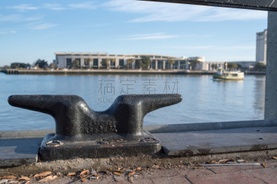系索座,河流,街道,水,美国,水平画幅,码头,无人,萨凡纳港市,南美大草原