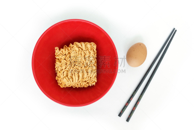 卵,碗,筷子,红色,白色背景,面条,紧迫,传统,背景分离,杯