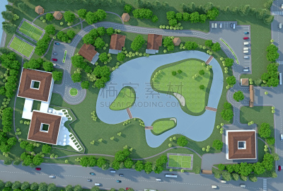 三维图形,顶部,高尔夫球杆,风景,领土行为,高尔夫球运动,美,度假胜地,水平画幅,高视角