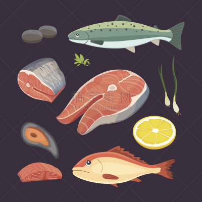 牡蛎,龙虾,螃蟹,绘画插图,海产,矢量,平坦的,鱼肉,海蚌