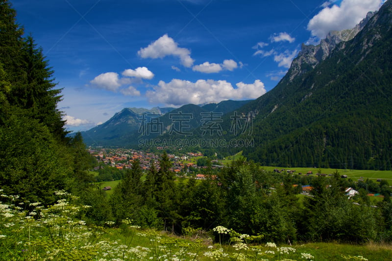 阿尔卑斯山脉,山谷,米登华德,巴伐利亚阿尔卑斯山区,自然,旅游目的地,水平画幅,地形,无人,欧洲