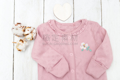 衣服,环境保护,背景聚焦,粉色,木制,平铺,白色,女婴,水平画幅,纺织品