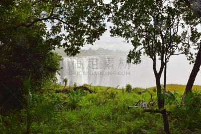 津巴布韦,热带雨林,在边上,维多利亚瀑布,魔鬼瀑布,莫西奥图尼亚瀑布,赞比西河,雨季,水,水平画幅