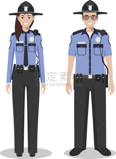 女警察,矢量,异性恋,警官,绘画插图,安全人员,专业人员,背景分离,想法,办公室