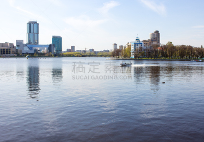 夏天,池塘,日光,白昼,水,天空,水平画幅,无人,早晨,河堤