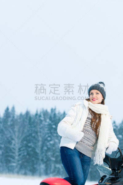 女人,雪上汽车运动,可爱的,寒冷,外套,极限运动,羊毛帽,肖像,一个人,雪