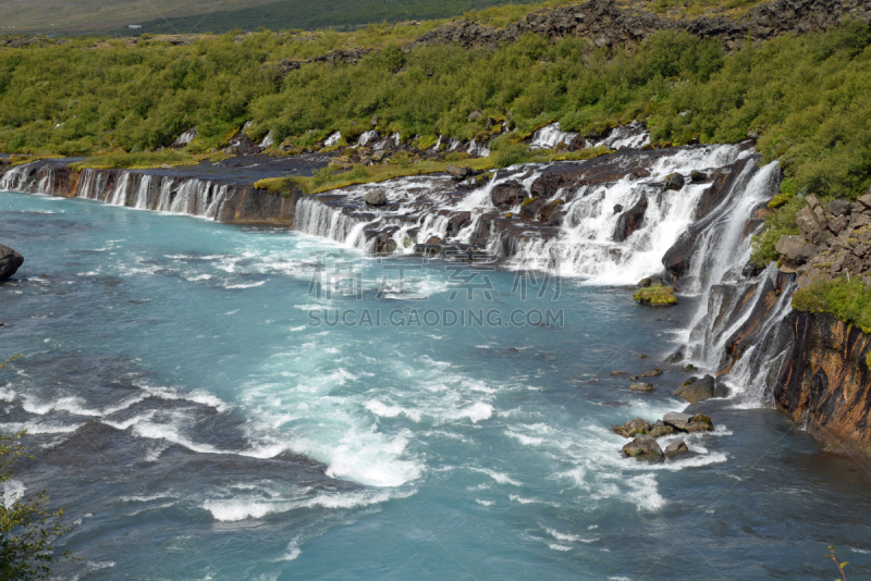 hraunfossar,冰岛国,自然,水平画幅,地形,瀑布,无人,户外,岛,著名景点