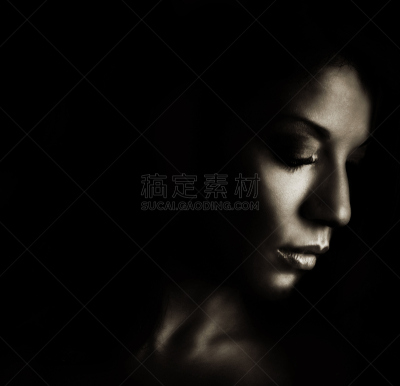 弱点,女性特质,问题,人,非洲人,黑色背景,脆弱,害羞,击败