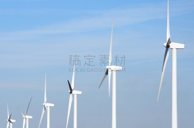 风轮机,有序,天空,风,水平画幅,风力,能源,无人,蓝色,涡轮