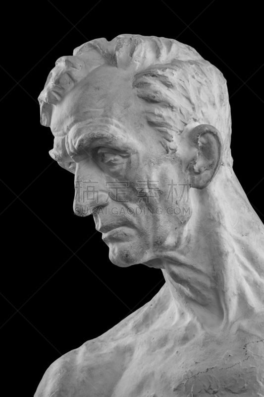 White plaster bust, sculptural portrait of the Master