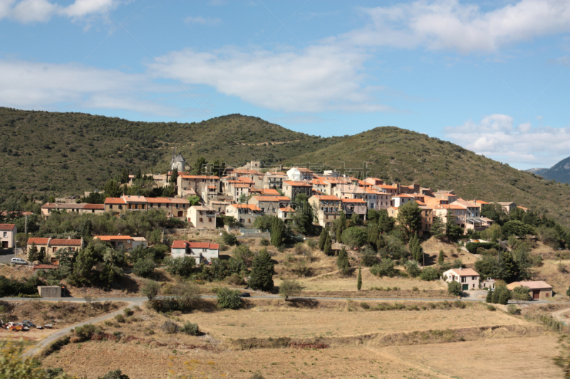 village of Cucugnan in Corbières, Aude, Occitanie in south of France