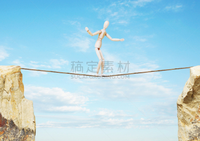 谷边,走钢丝,在上面,天空,水平画幅,性格,风险,牵线木偶,想法