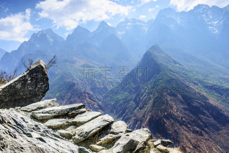虎跳峡,香格里拉县,谷边,峭壁,流浪汉,云南省,美,水平画幅,美人,努力