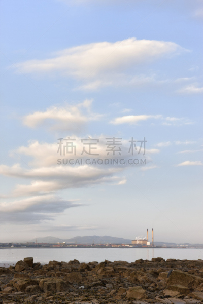 发电站,苏格兰东南部的一个港口,洛锡安东区,福斯河湾,爱丁堡,自然,垂直画幅,水,宁静