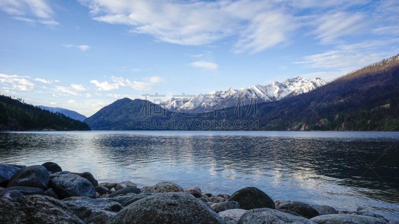 澈兰湖,华盛顿州,天空,蓝色,山脉,湖岸,小路,徒步旅行,蓝湖,春天