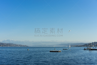 水,蓝色,城市,船,建筑外部,苏黎士湖,天空,水平画幅,古老的