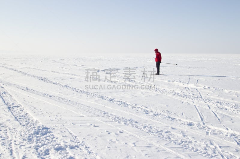 滑雪运动,男人,冬天,冻结的,霜,白昼,伏尔加河,明亮,滑雪杖,连指手套