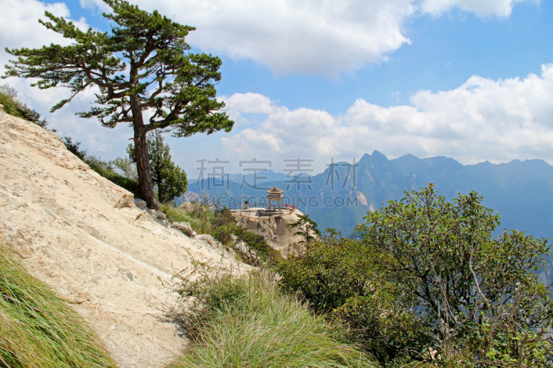 山,中国,华山,西安,五个物体,亭台楼阁,天空,国际象棋,灵性,水平画幅