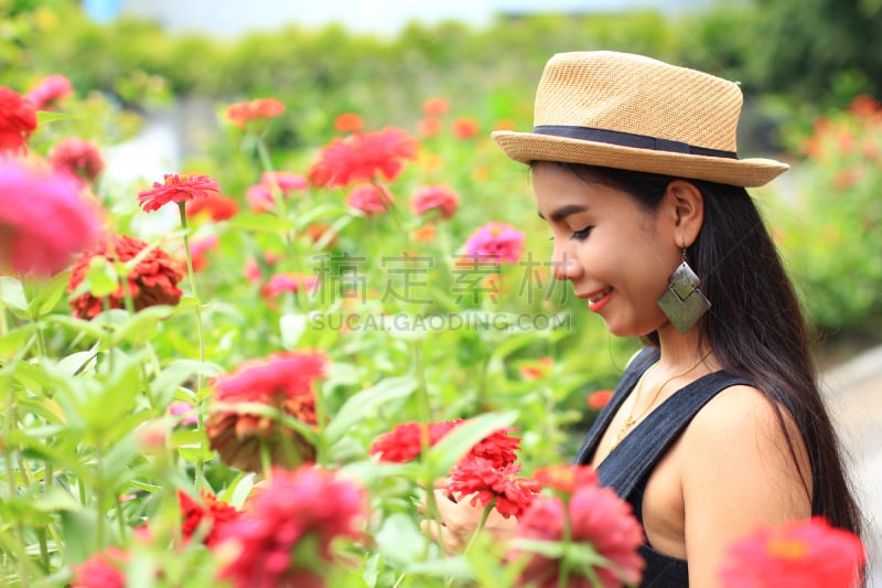 女人,格里尔泉,美,青少年,芳香的,水平画幅,美人,夏天,户外,白人