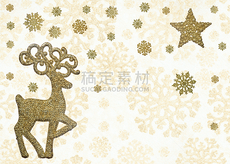 黄金,雪花,鹿,在下面,星形,闪亮的,符号,冬天,图像