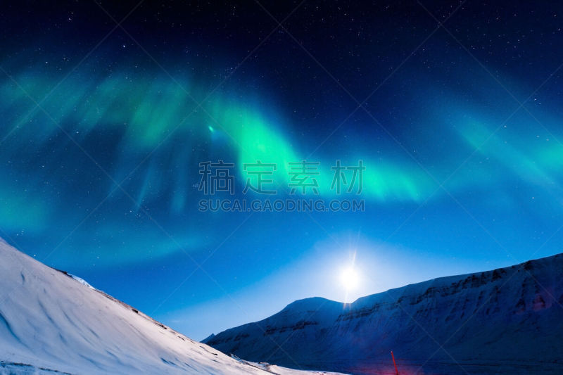 朗伊尔城,斯瓦尔巴德群岛,北极光,斯匹兹卑尔根,山,挪威,壁纸,南极洲,极光,峡湾