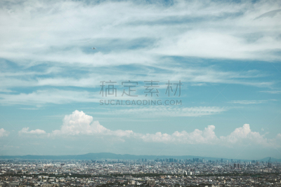 日本,都市风光,天空,水平画幅,无人,户外,城市,大阪府,建筑结构,都市风景