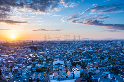 日本,都市风光,宝冢市,兵库县,大阪市,近畿区域,城镇,日落时分,居住区,日出