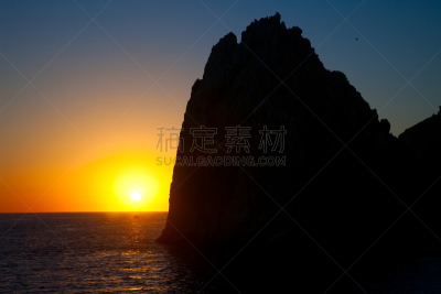 圣路卢卡斯,墨西哥,考特斯海,洛斯卡沃斯,下加利福尼亚半岛,旅游目的地,水平画幅,地形,岩石,夜晚