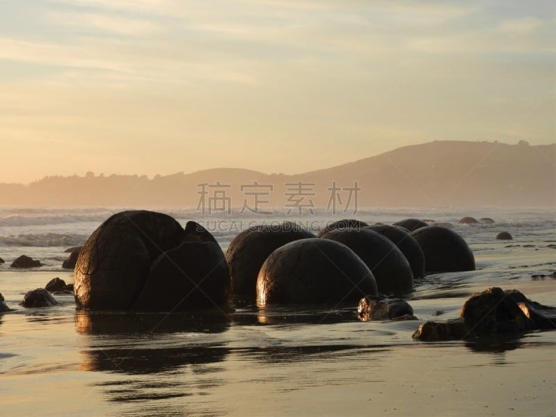 摩拉基大圆石,新西兰,天空,沙子,夏天,oamaru,海滩,风景,新西兰南岛,岩石