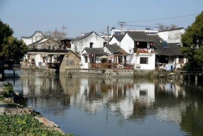 远古的,西塘古镇,水乡,水,天空,水平画幅,无人,传统,古老的,当地著名景点