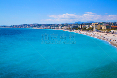 法国,海岸线,蔚蓝海岸地区,蓝色,尼斯,著名景点,散步道,石头,岩石,夏天