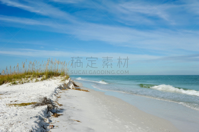 佛罗里达,自然美,海岸线,天空,水平画幅,沙子,无人,夏天,户外,草