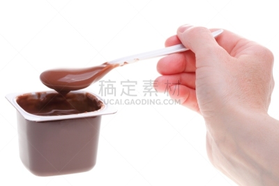 巧克力慕斯,分离着色,水平画幅,茶匙,奶油,背景分离,慕司,白人,甜点心,甜食