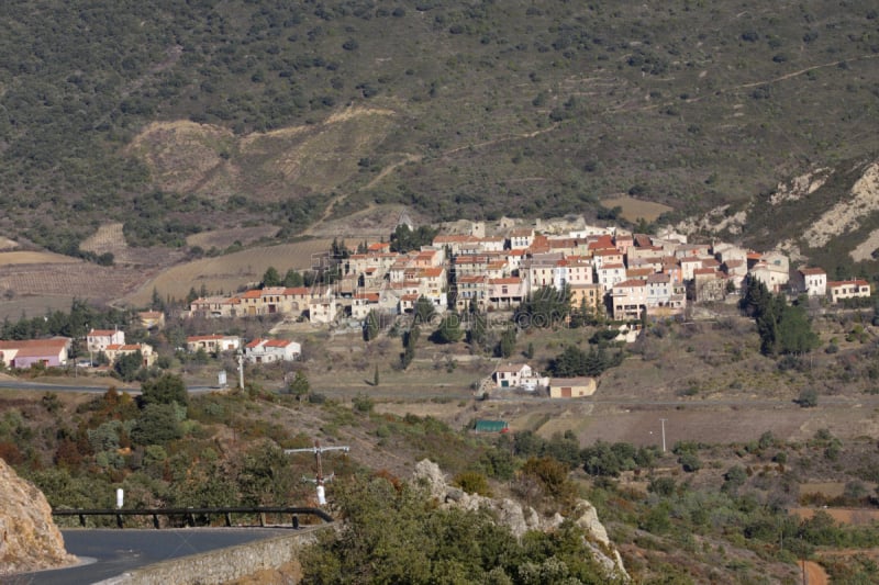 village of Cucugnan in Corbières, Aude, Occitanie in south of France