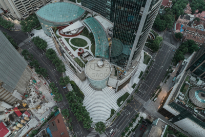 都市风景,黎明,上海,航拍视角,居住区,平衡折角灯,西,南京路,商务,天空