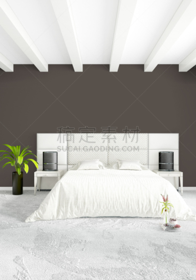 绘画插图,卧室,三维图形,沙发,木制,银色,极简构图,白色,室内设计师