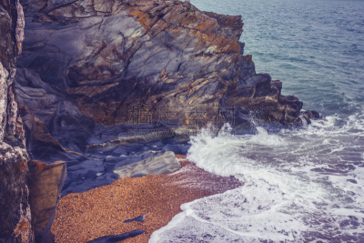 海滩,岩石,波浪,水,美,水平画幅,英格兰,在边上,夏天,破坏