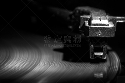 唱盘,特写,针,过时的,唱机,每分钟45转,唱片,电台主持人,dj俱乐部,黑白图片